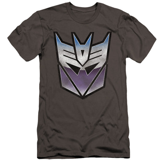 Transformers Vintage Decepticon Logo Hbo Premium Bella Canvas Slim Fit Mens T Shirt Charcoal