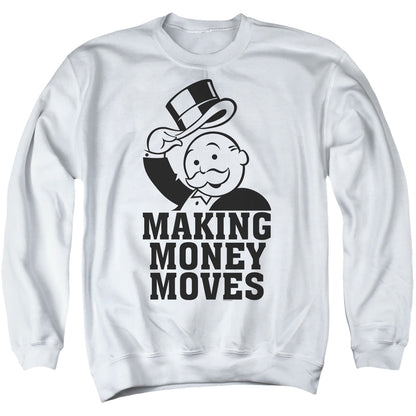 Monopoly Money Moves Mens Crewneck Sweatshirt White