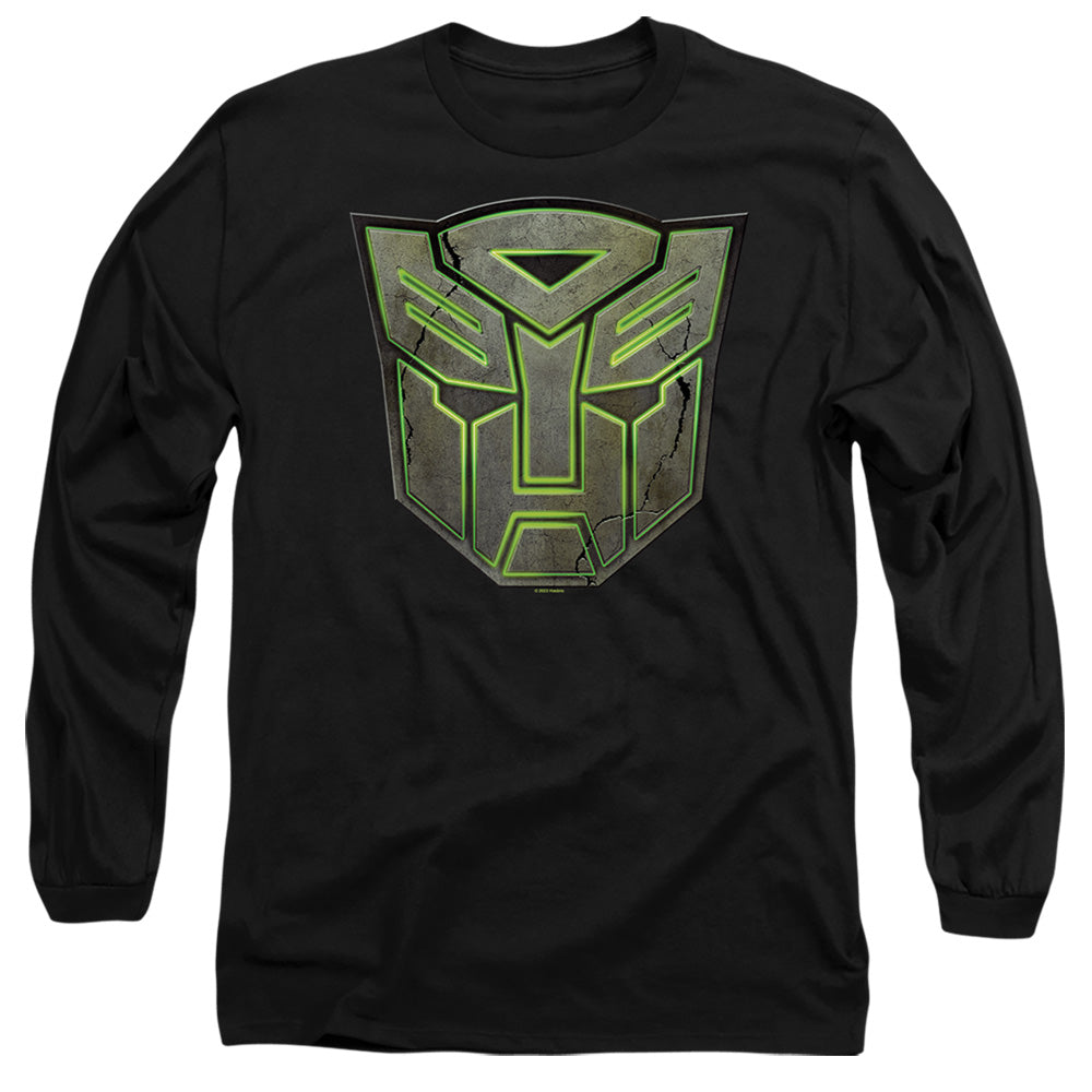 Transformers Glowing Autobot Logo Mens Long Sleeve Shirt Black Officially Licensed