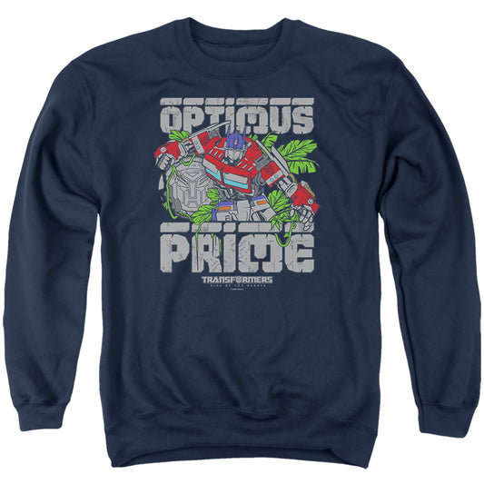 Transformers Optimus Prime In Ruins Mens Crewneck Sweatshirt Navy