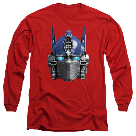 Transformers Optimus Prime Head Mens Long Sleeve Shirt Red