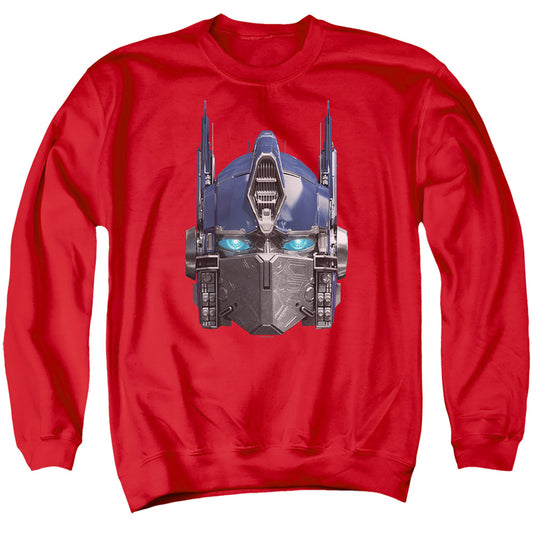 Transformers Optimus Prime Head Mens Crewneck Sweatshirt Red