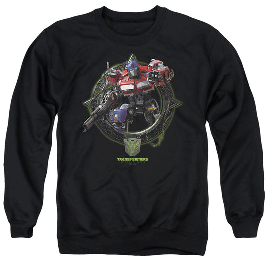 Transformers Optimus Prime Circle Frame Mens Crewneck Sweatshirt Black