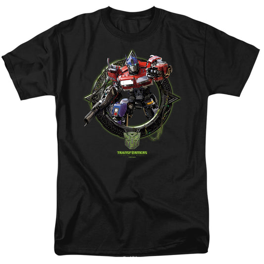 Transformers Optimus Prime Circle Frame Mens T Shirt Black