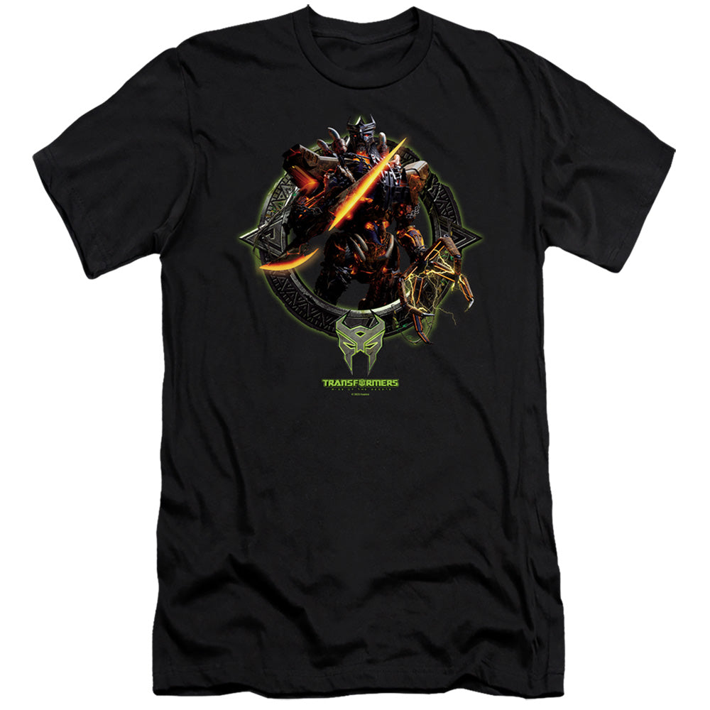 Transformers Scourge Circle Frame Hbo Premium Bella Canvas Slim Fit Mens T Shirt Black