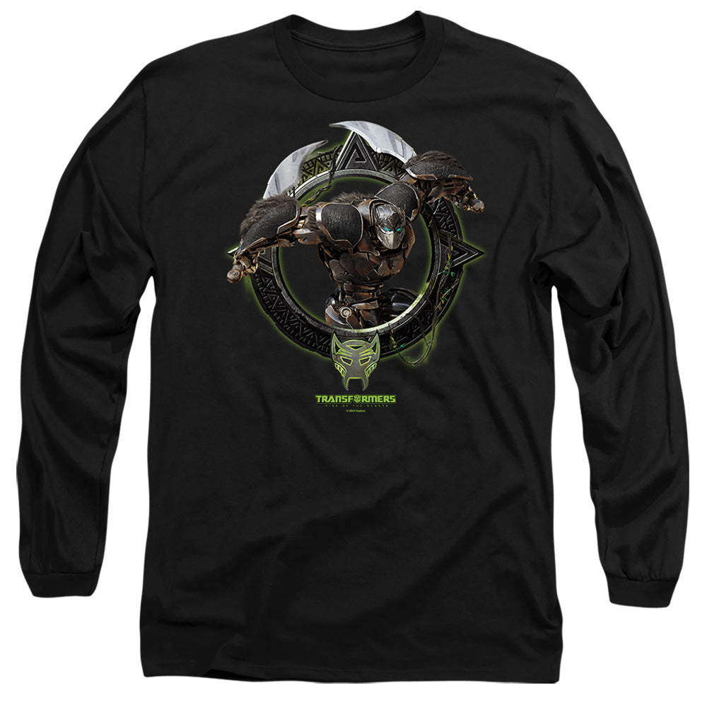 Transformers Optimus Primal Circle Frame Mens Long Sleeve Shirt Black