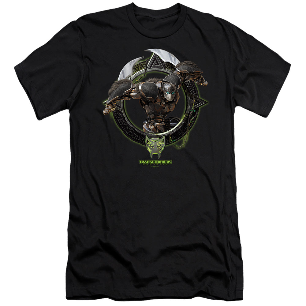 Transformers Optimus Primal Circle Frame Hbo Premium Bella Canvas Slim Fit Mens T Shirt Black