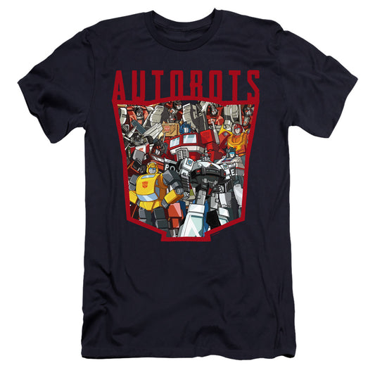 Transformers Autobot Collage Hbo Premium Bella Canvas Slim Fit Mens T Shirt Navy