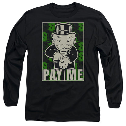 Monopoly Pay Me Mens Long Sleeve Shirt Black