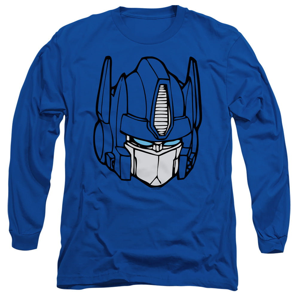 Transformers Optimus Head Mens Long Sleeve Shirt Royal Blue