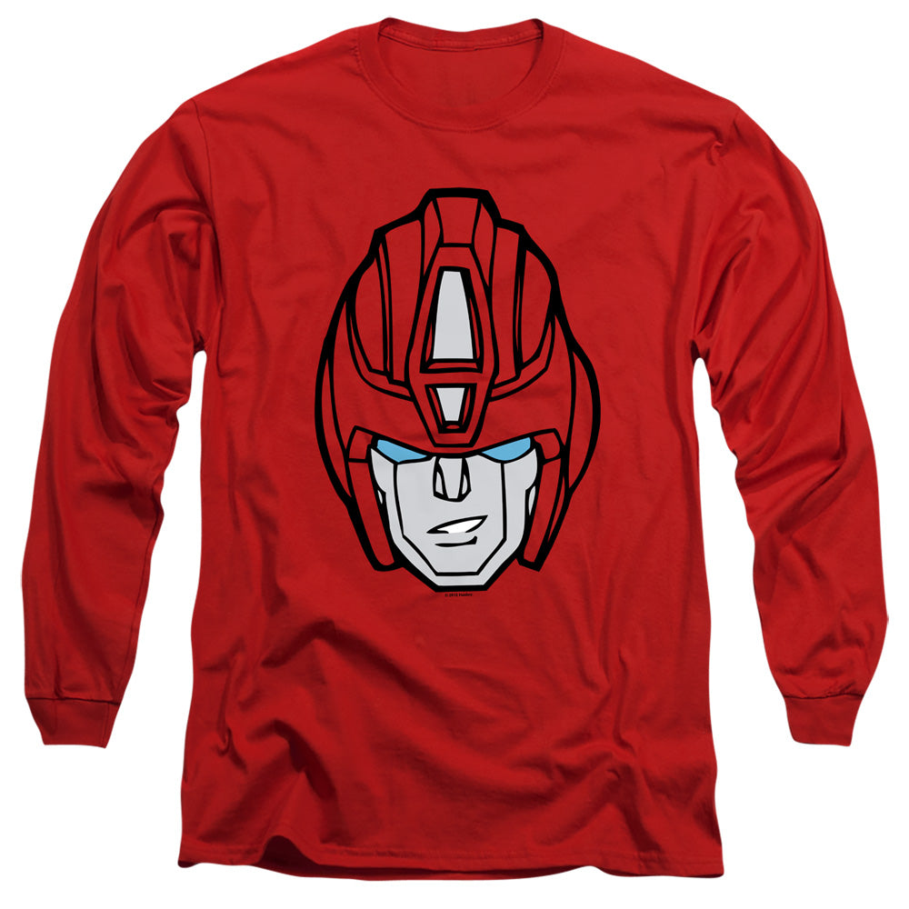 Transformers Hot Rod Head Mens Long Sleeve Shirt Red Officially Licensed
