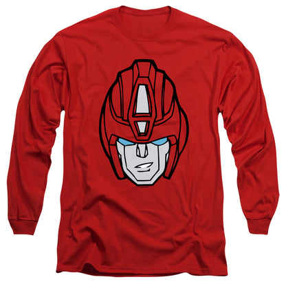 Transformers Hot Rod Head Mens Long Sleeve Shirt Red Officially Licensed
