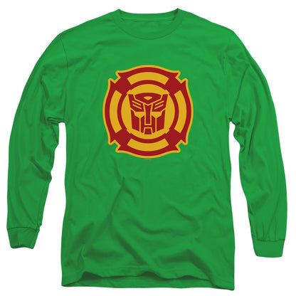 Transformers Rescue Bots Logo Mens Long Sleeve Shirt Kelly Green Officially Licensed