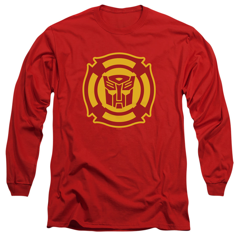 Transformers Rescue Bots Logo Mens Long Sleeve Shirt Red Officially Licensed