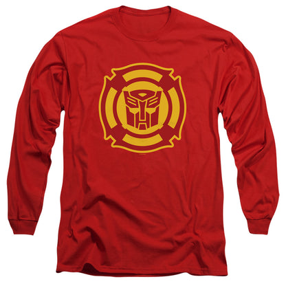 Transformers Rescue Bots Logo Mens Long Sleeve Shirt Red Officially Licensed
