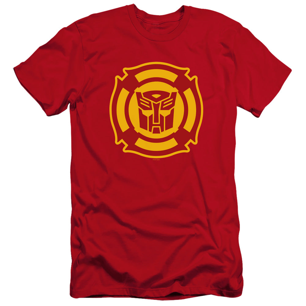 Transformers Rescue Bots Logo Hbo Premium Bella Canvas Slim Fit Mens T Shirt Red