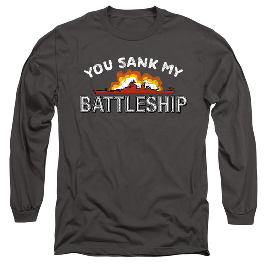 Battleship Sunk Mens Long Sleeve Shirt Charcoal