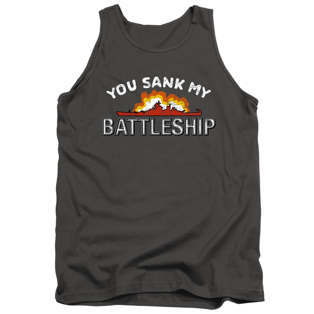 Battleship Sunk Mens Tank Top Shirt Charcoal