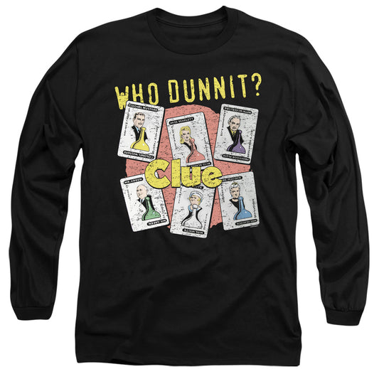 Clue Who Dunnit Mens Long Sleeve Shirt Black