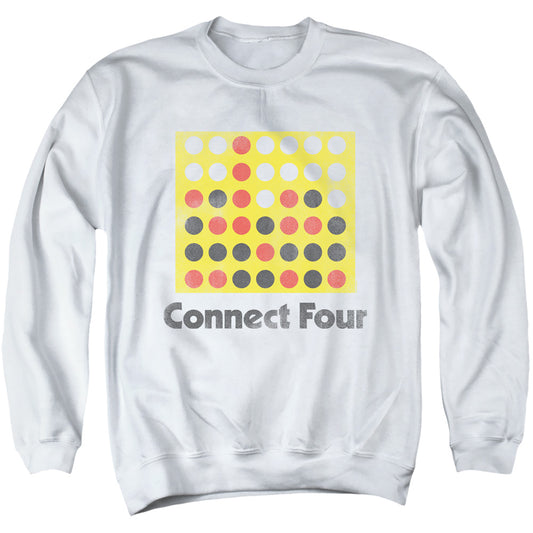 Connect Four Classic Logo Distressed Mens Crewneck Sweatshirt White