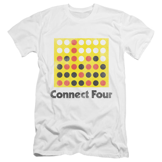 Connect Four Classic Logo Distressed Hbo Premium Bella Canvas Slim Fit Mens T Shirt White