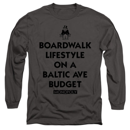 Monopoly Lifestyle Vs Budget Mens Long Sleeve Shirt Charcoal