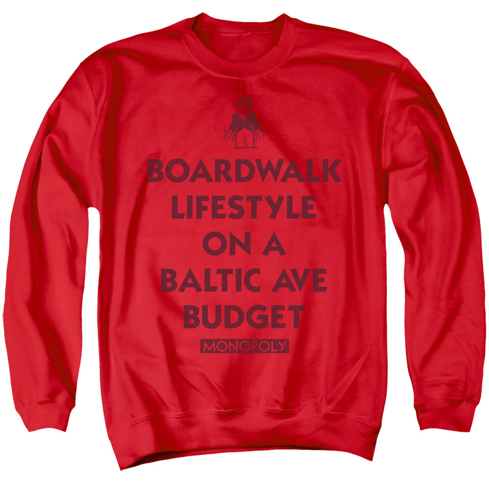 Monopoly Lifestyle Vs Budget Mens Crewneck Sweatshirt Red