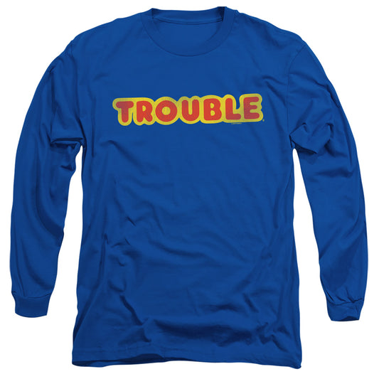 Trouble Logo Mens Long Sleeve Shirt Royal Blue