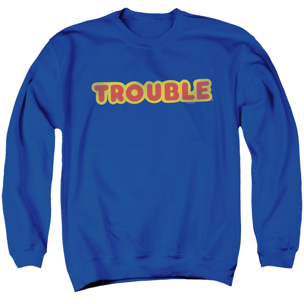 Trouble Logo Mens Crewneck Sweatshirt Royal Blue