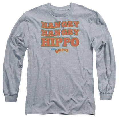 Hungry Hungry Hippos Hangry Mens Long Sleeve Shirt Athletic Heather Officially Licensed