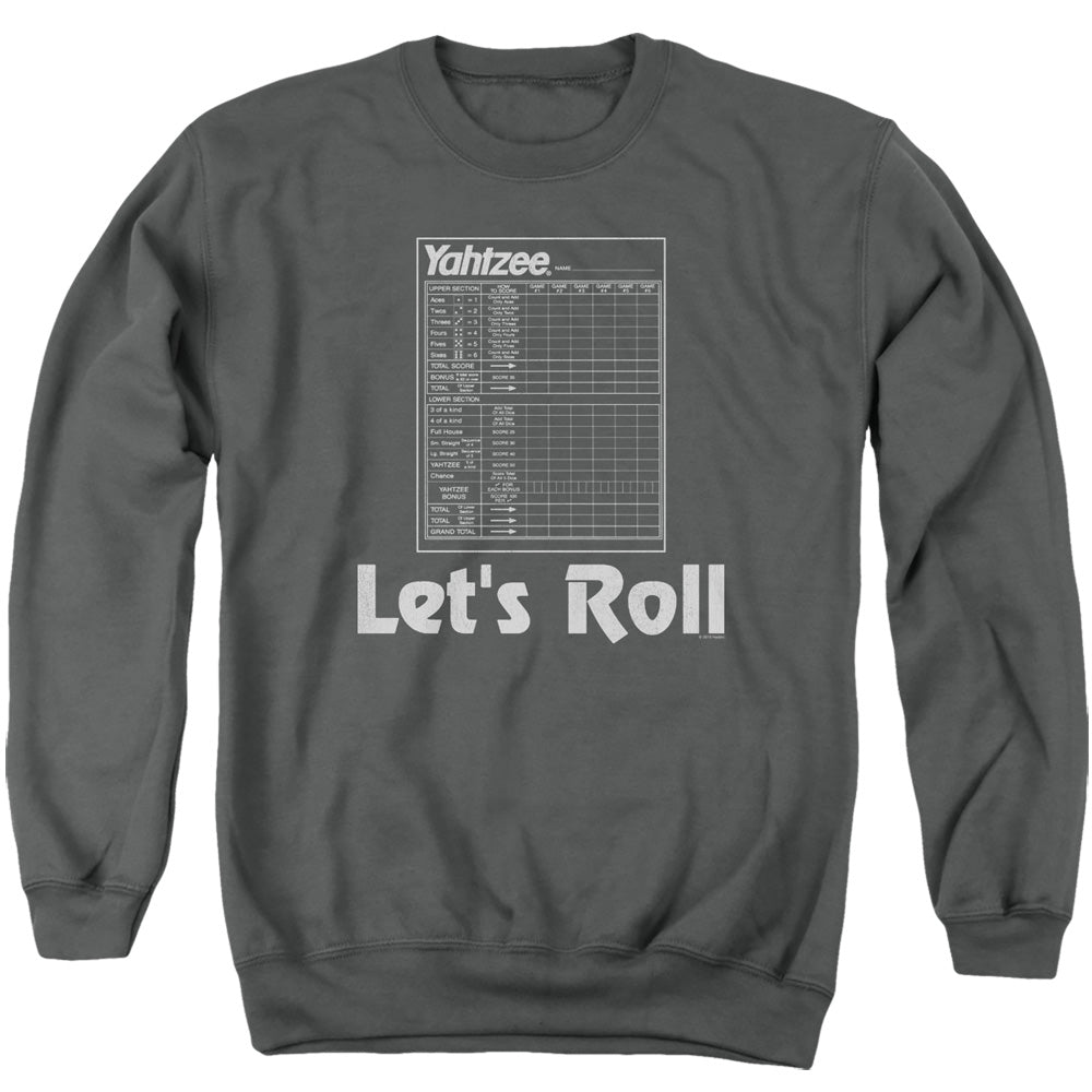 Yahtzee Lets Roll Mens Crewneck Sweatshirt Charcoal