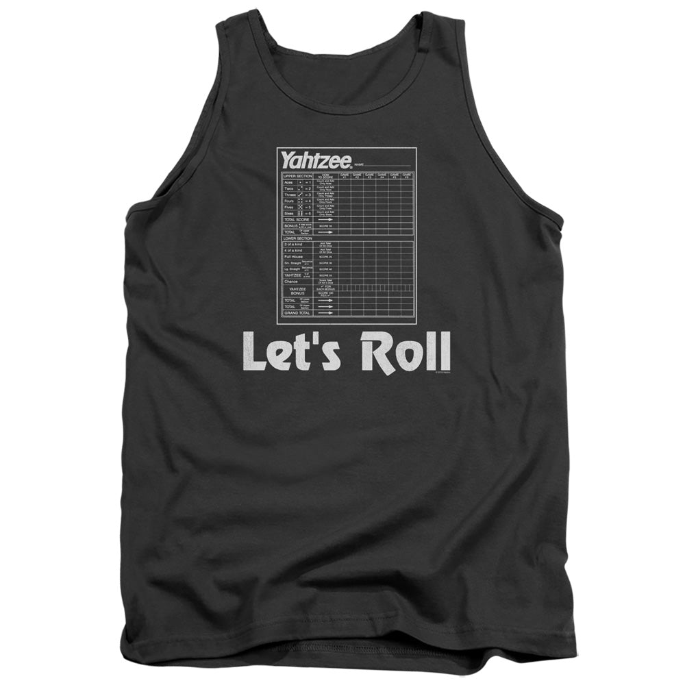 Yahtzee Lets Roll Mens Tank Top Shirt Charcoal