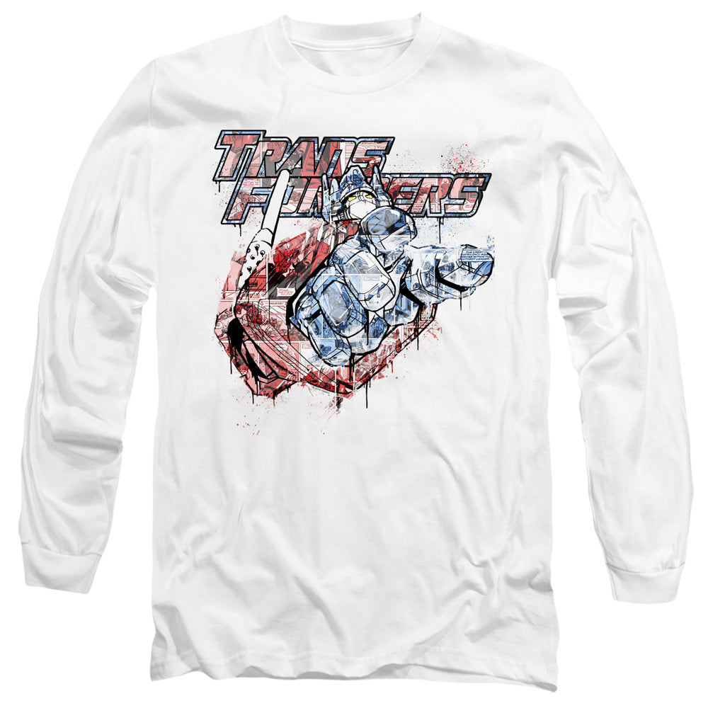 Transformers Spray Panels Mens Long Sleeve Shirt White Officially Licensed