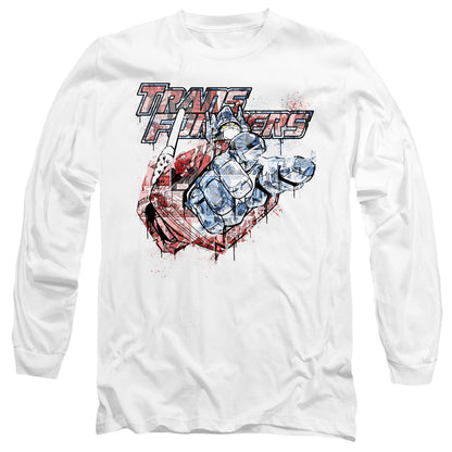 Transformers Spray Panels Mens Long Sleeve Shirt White Officially Licensed