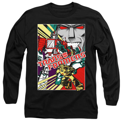 Transformers Comic Poster Mens Long Sleeve Shirt Black