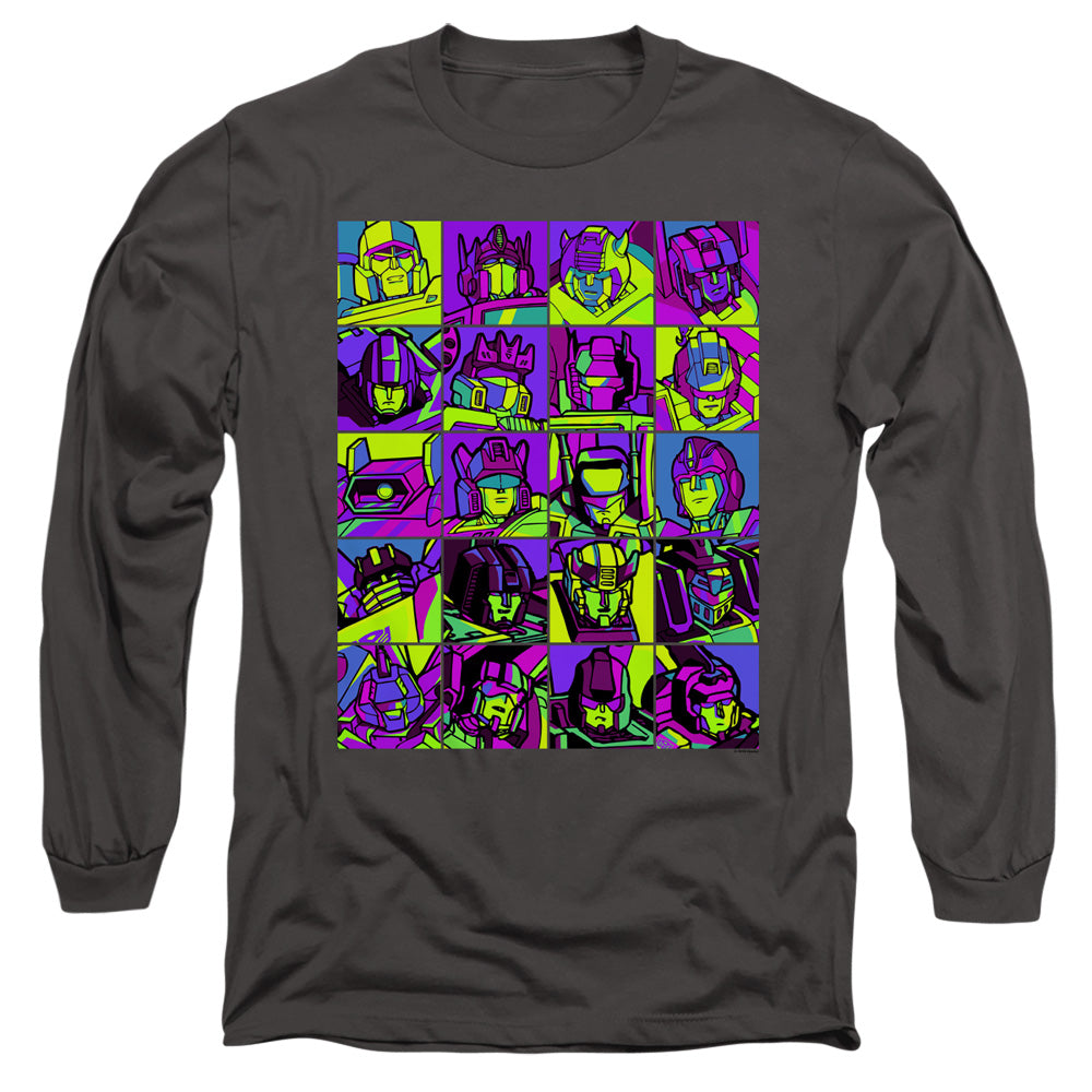 Transformers Transformer Squares Mens Long Sleeve Shirt Charcoal Officially Licensed