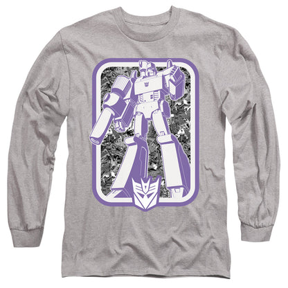Transformers Decepticon Mens Long Sleeve Shirt Athletic Heather Officially Licensed