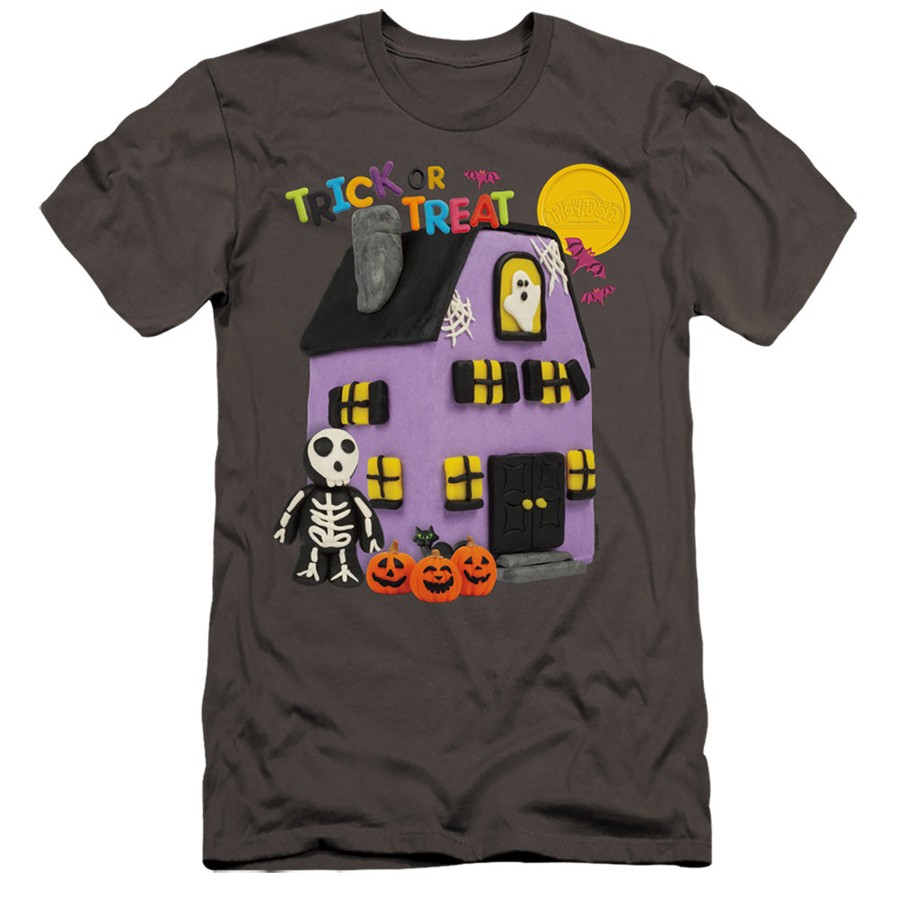 Play Doh Trick Or Treat Hbo Premium Bella Canvas Slim Fit Mens T Shirt Charcoal