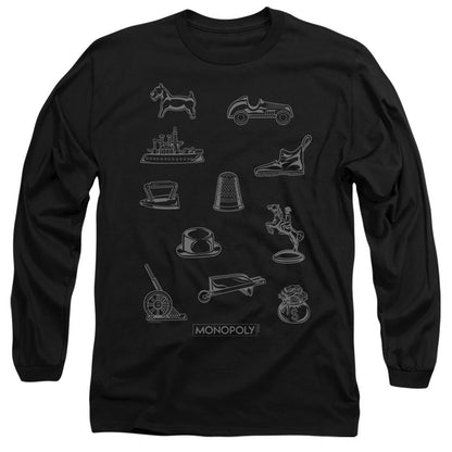 Monopoly Token Mens Long Sleeve Shirt Black