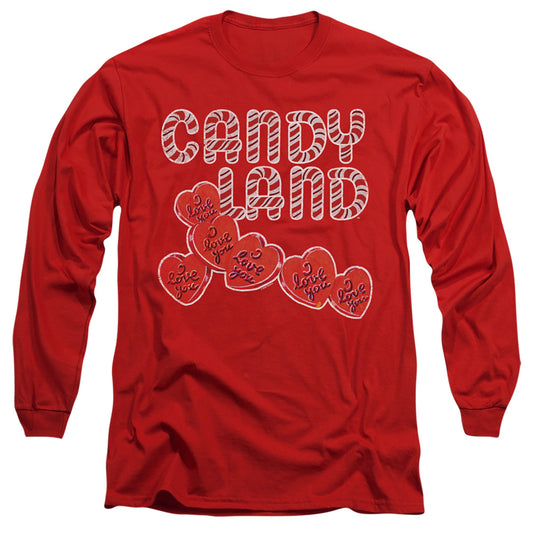 Candy Land I Love You Mens Long Sleeve Shirt Red