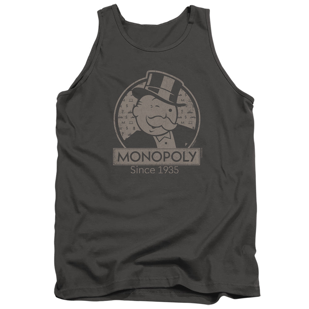 Monopoly Wink Mens Tank Top Shirt Charcoal