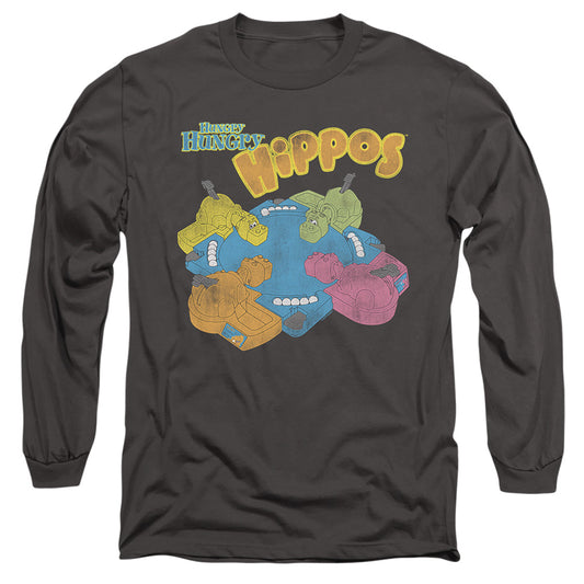 Hungry Hungry Hippos Ready To Play Mens Long Sleeve Shirt Charcoal