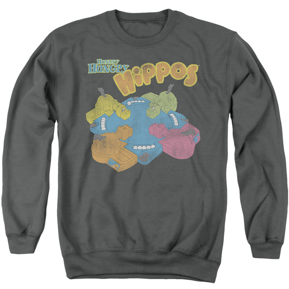 Hungry Hungry Hippos Ready To Play Mens Crewneck Sweatshirt Charcoal