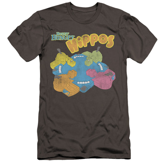 Hungry Hungry Hippos Ready To Play Hbo Premium Bella Canvas Slim Fit Mens T Shirt Charcoal