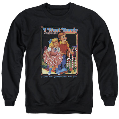 Candy Land I Want Candy Mens Crewneck Sweatshirt Black Officially Licensed