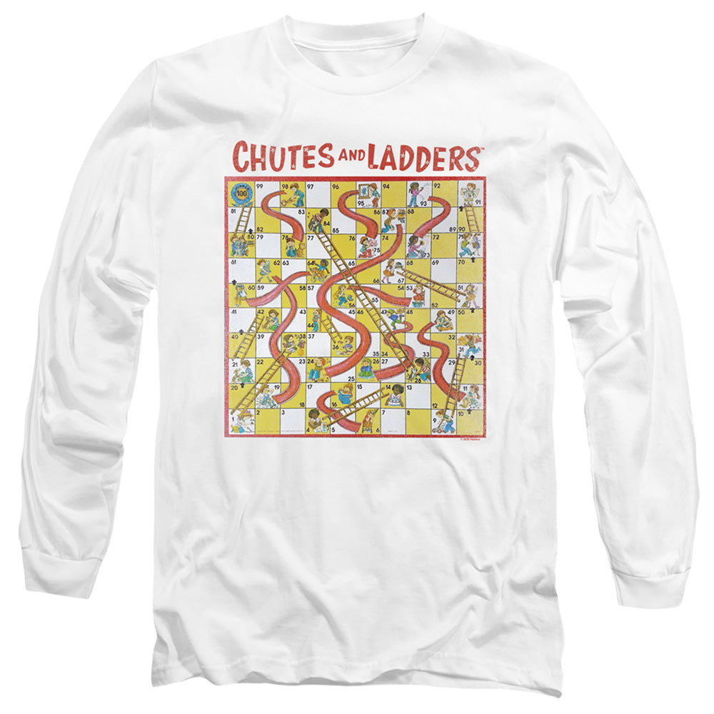 Chutes And Ladders 79 Game Board Mens Long Sleeve Shirt White