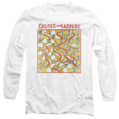 Chutes And Ladders 79 Game Board Mens Long Sleeve Shirt White Officially Licensed