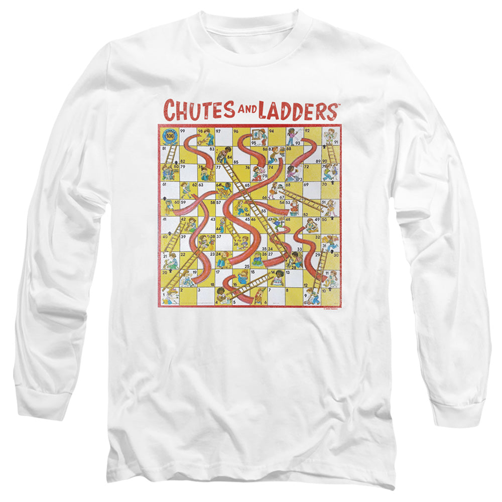 Chutes And Ladders 79 Game Board Mens Long Sleeve Shirt White Officially Licensed