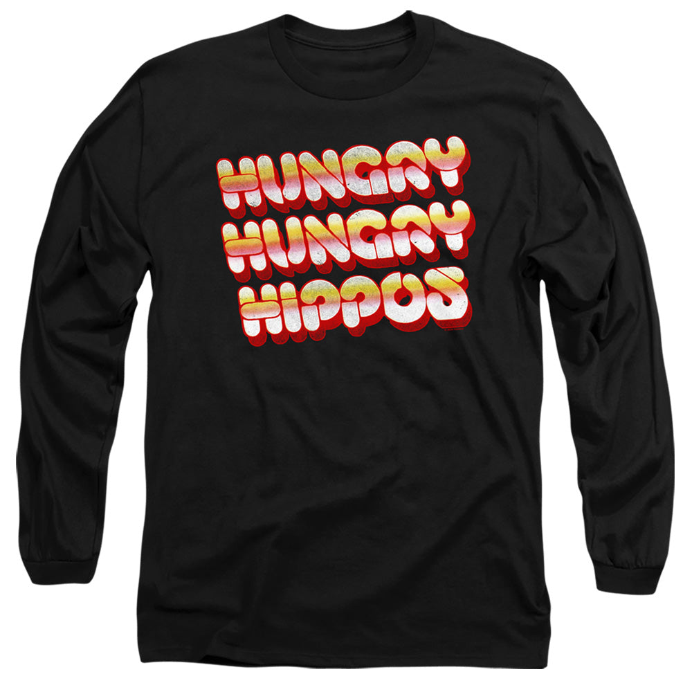 Hungry Hungry Hippos Hungry Vintage Logo Mens Long Sleeve Shirt Black