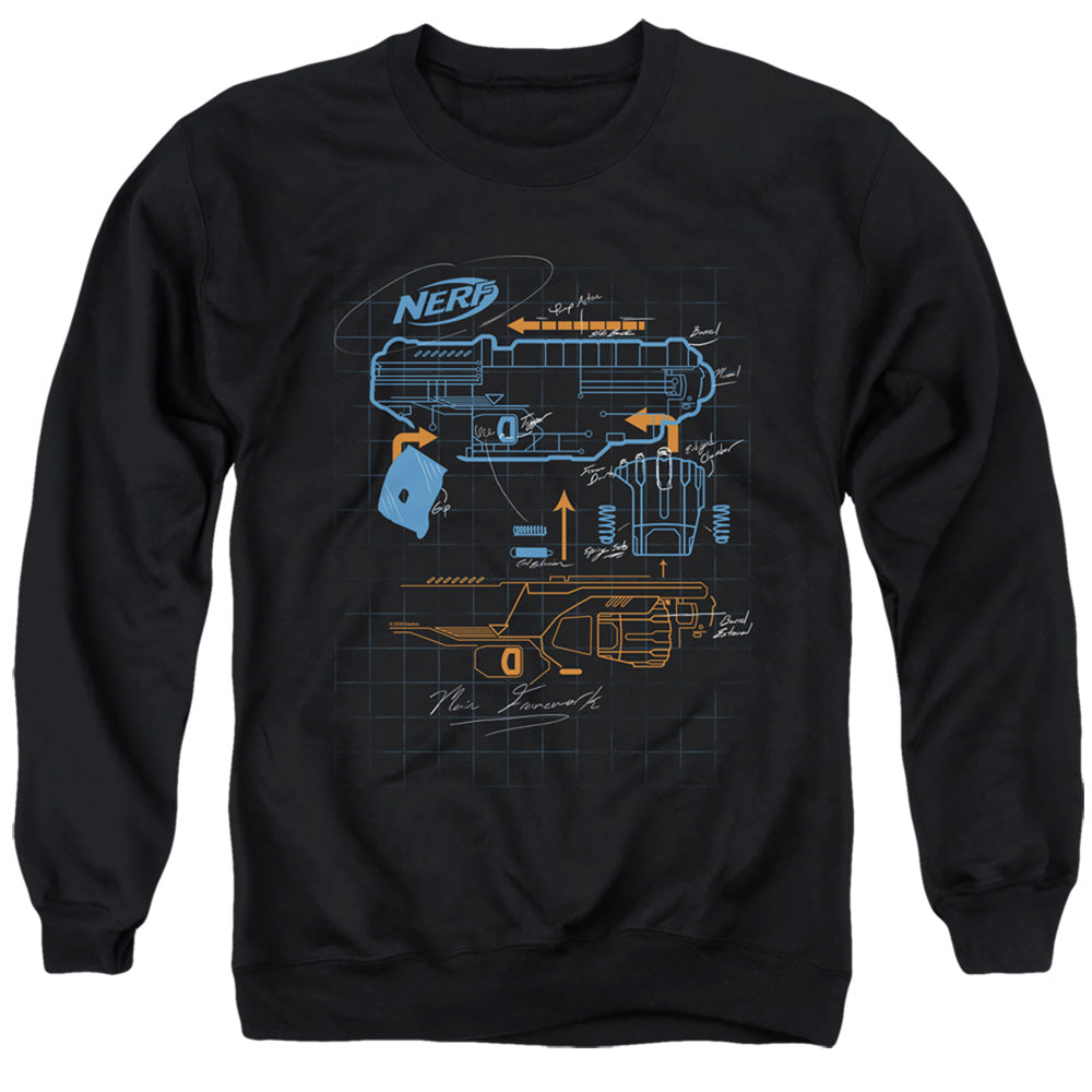 Nerf Deconstructed Nerf Gun Mens Crewneck Sweatshirt Black